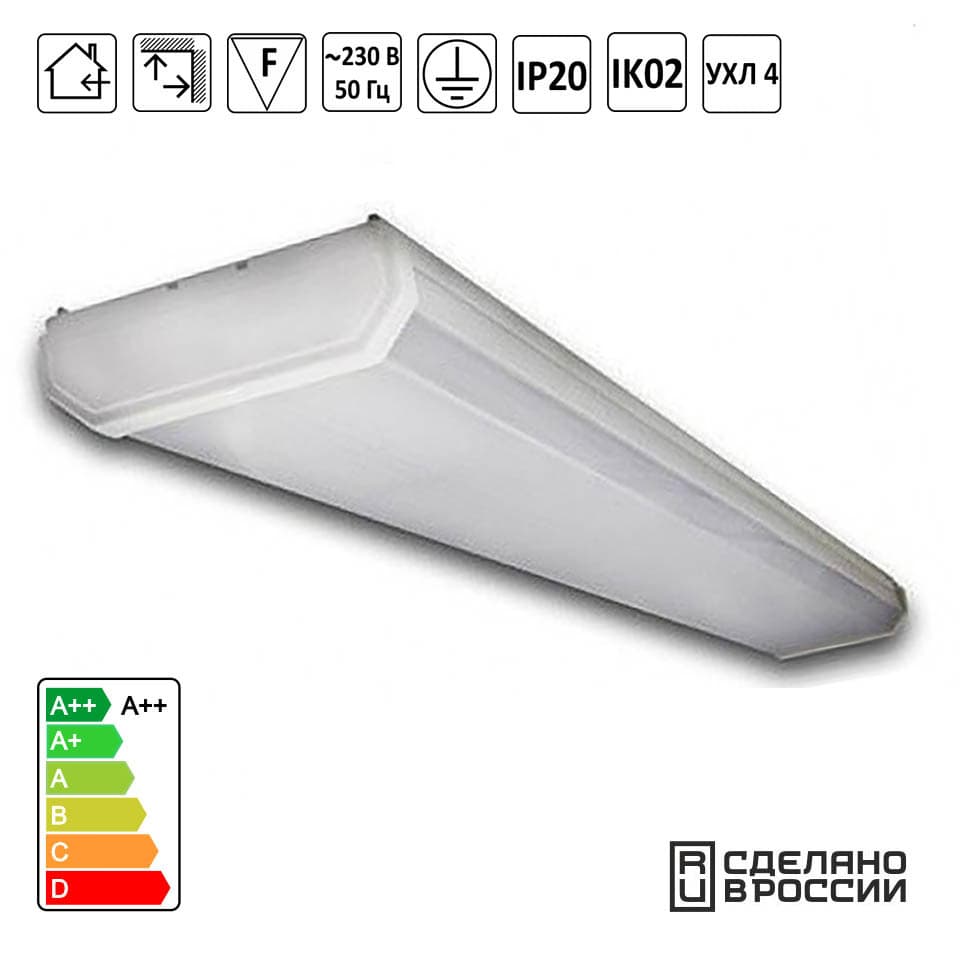 Светильник светодиодный ЛПО 36Вт 1235х145х50мм